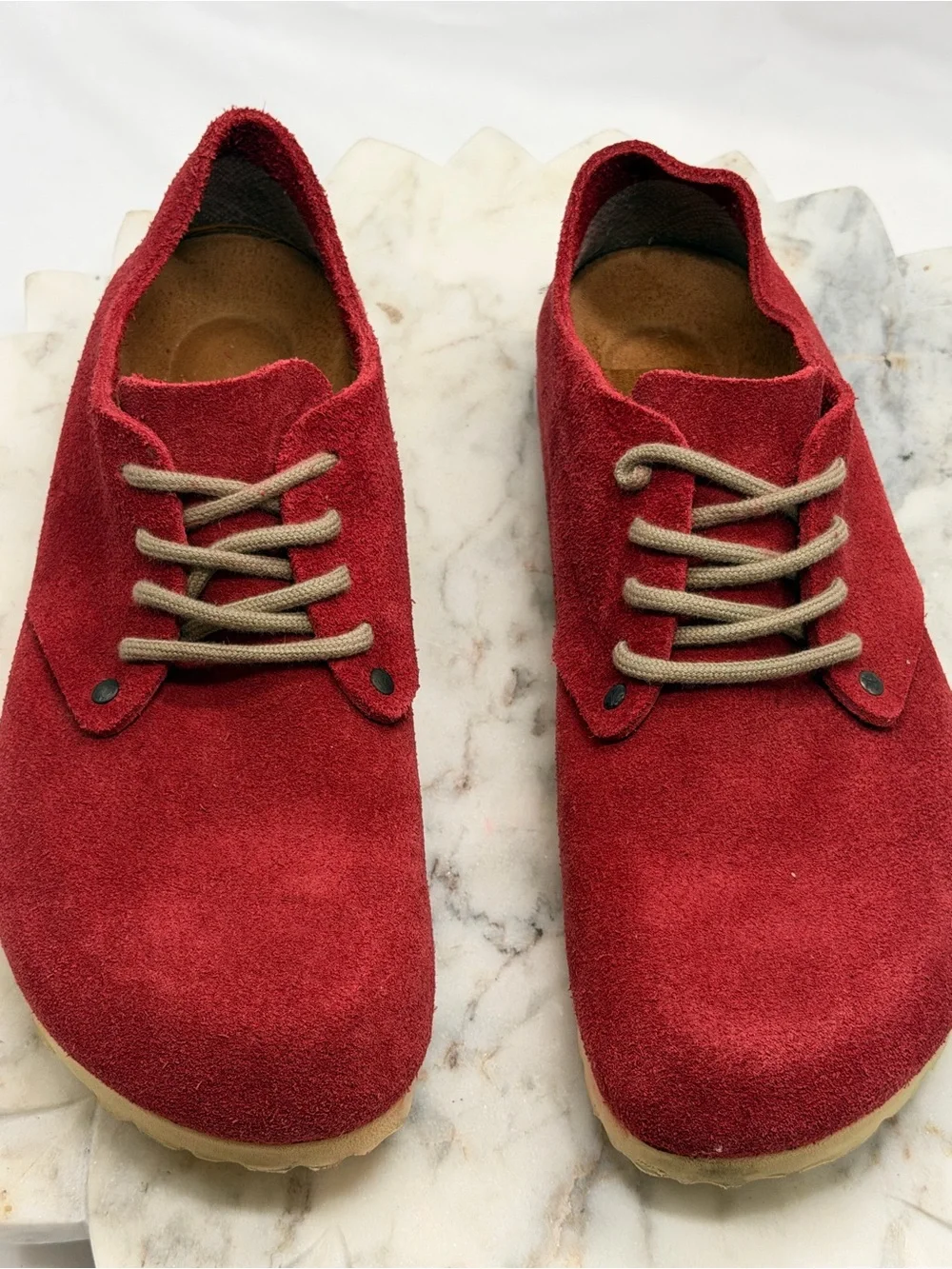 Birkenstock Red Suede Lace-Up Casual Shoes Low Sneakers Size EU 39